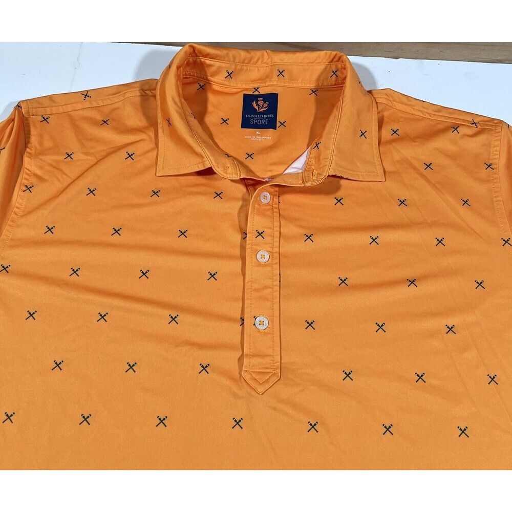 Donald Ross Sport Orange All Over Print Short Sleeve Golf Polo Shirt Men's XL - Picture 3 of 8
